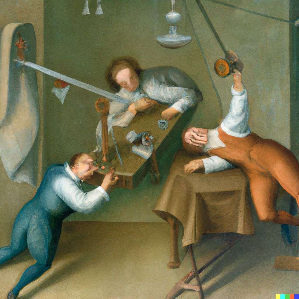 the discovery of gravity, painting from the 19th century